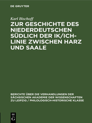 cover image of Zur Geschichte des Niederdeutschen südlich der Ik/Ich-Linie zwischen Harz und Saale